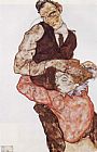 Courting couple by Egon Schiele